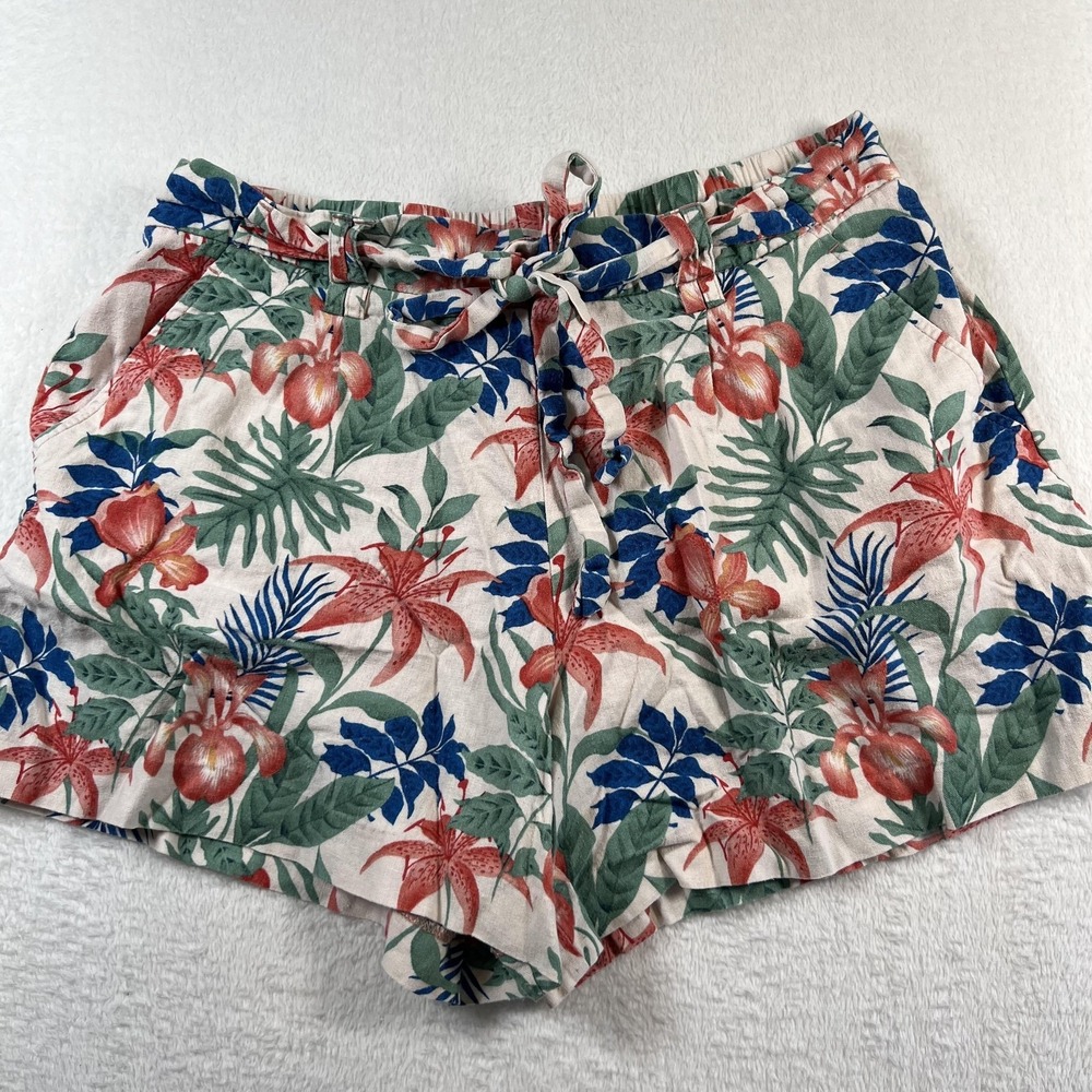 C&C California Shorts Womens 12 Multicolor Tropical Floralβ Elastic Waist Chino